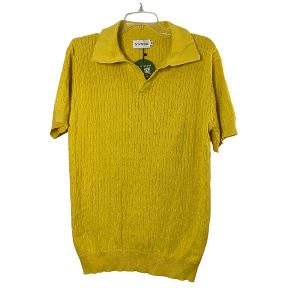 OXKNIT Men's Vintage Polo Shirts Retro 70s Knit Golf Shirts Yellow Size XL - Picture 1 of 6